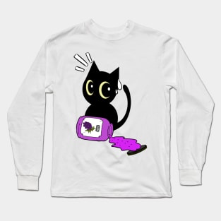 Naughty black cat Spills a jar of grape jam! Long Sleeve T-Shirt